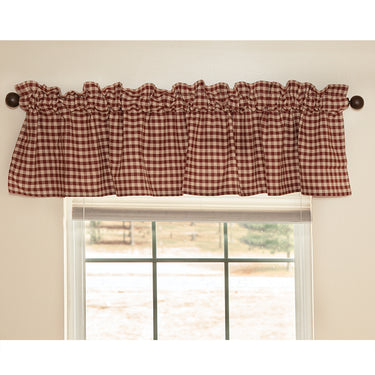 Burgundy Check Valance Curtain 16